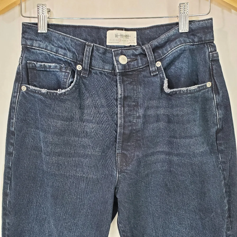 Free People We The Free Stella Skinny Jeans 27 Lulworth Blue Raw Hem Button Fly - Picture 7 of 12